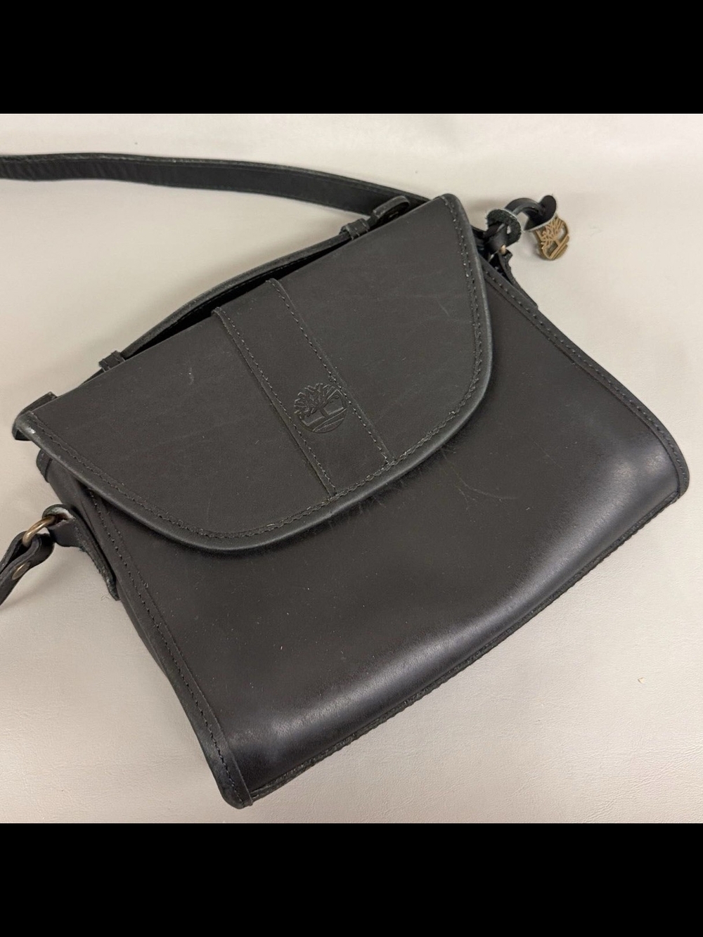 Timberland Black Leather Crossbody Bag